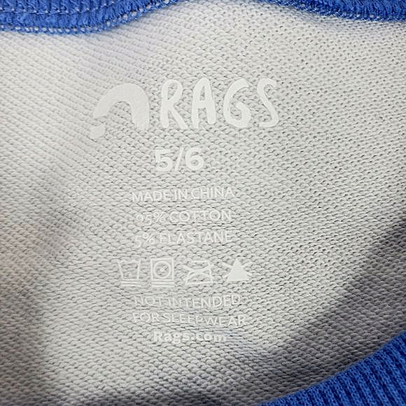 New, RAGS Black and Gray Short Sleeve Tie-Dyed Shift Dress with Blue Trim - Picture 8 of 8